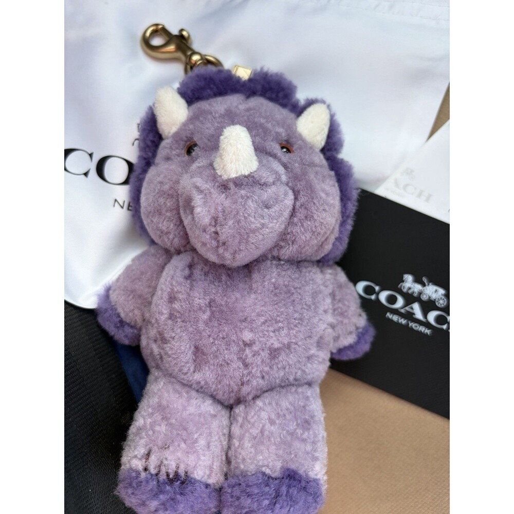 Coach Shearling Trixy Purple Plush Dinosaur Bag Charm Rexy 10 Year Birthday NWT